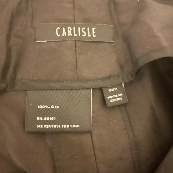 Carlisle Black Silk Pleated Pants Women’s Size US 0 - Picture 3 of 5